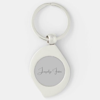 Silver Color Elegant Grey Calligraphy Script Name Keychain by made_in_atlantis at Zazzle
