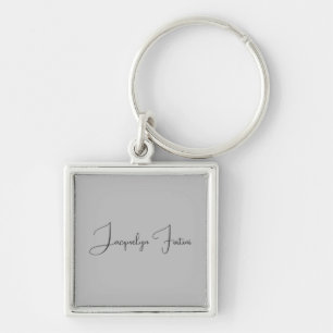 Silver Color Elegant Grey Calligraphy Script Name Keychain