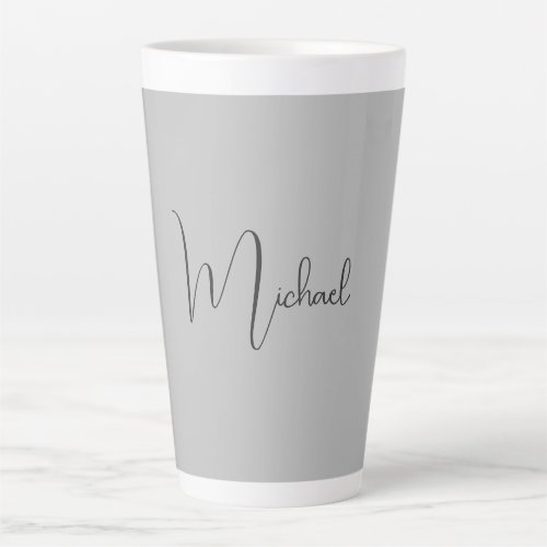 Silver Color Elegant Grey Calligraphy Script Name Latte Mug