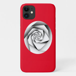 Silver Color Geometric Style Rose on Red iPhone 11 Case