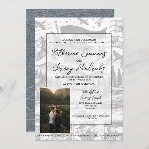 Silver Colorado Passport Wedding Invitation
