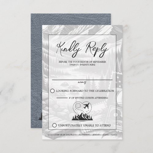 Silver Colorado Passport Wedding RSVP Card