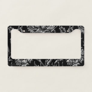 Silver Colored Floral Pattern License Plate Frame