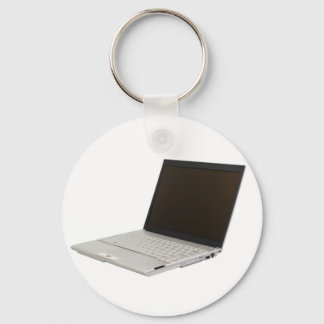 Silver colored laptop keychain