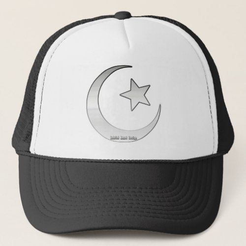 Silver Colored Star and Crescent Symbol Trucker Hat