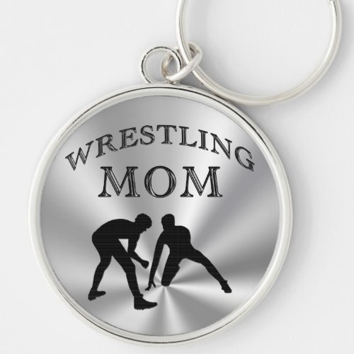 Silver Colored Wrestling Mom Gifts Keychains