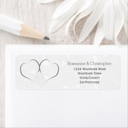 Silver Coloured Heart Design Wedding Label