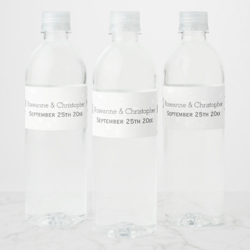 Silver Coloured Heart Design Wedding Water Bottle Label