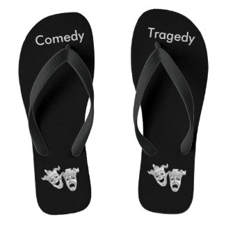 Silver Comedy and Tragedy Masks Theater Flip Flops