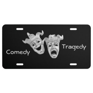 Silver Comedy and Tragedy Masks Theater License Plate