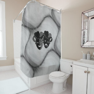 Silver Comedy and Tragedy Theater Design Car Flag Shower Curtain