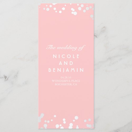 Silver Comfetti Elegant Pink Wedding Programs - Silver and blush pink elegant wedding programs with confetti dots