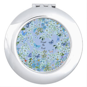 Silver Compact - Forget-Me-Knot Mirror