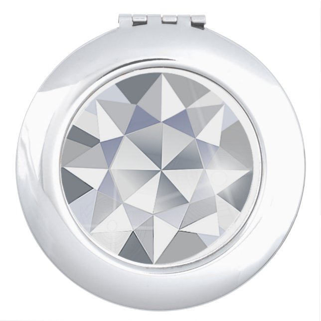 Silver compact mirror with diamond cut pattern (Front)