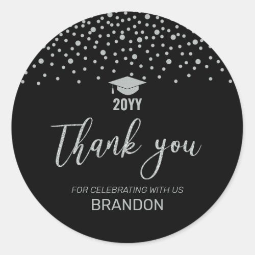 Silver Confetti 2022 Graduation Party Favor Classi Classic Round Sticker