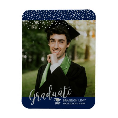 Silver Confetti 2022 Photo Graduation Announcement Magnet