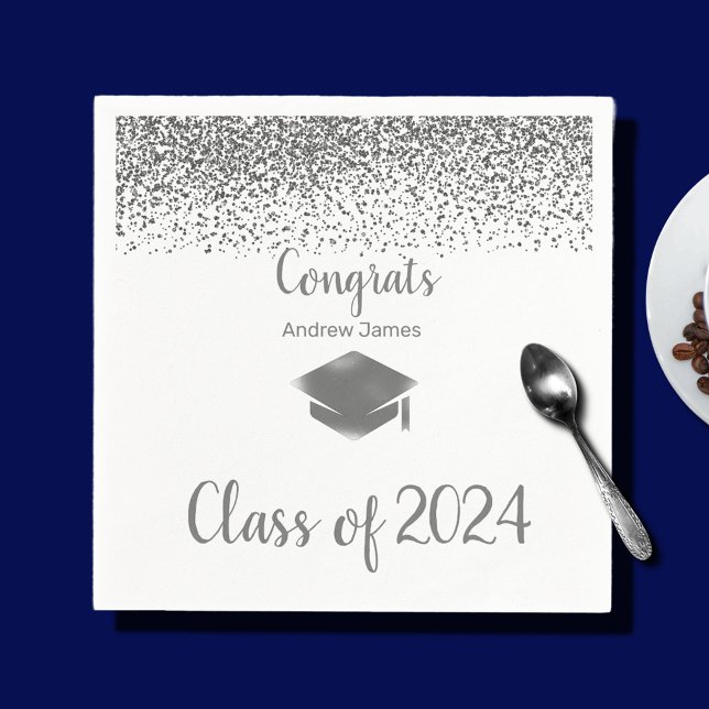 silver confetti 2024 graduation -  Congrats Napkins (Creator Uploaded)