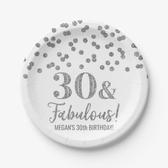 Silver Confetti 30 and Fabulous Paper Plates (Front)