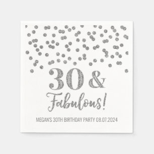 Silver Confetti 30 & Fabulous Napkins