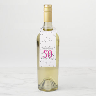 Silver Confetti 50 and Fabulous Birthday Bottle Hanger Tag