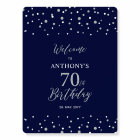 Silver Confetti 70th Birthday Party Welcome Sign