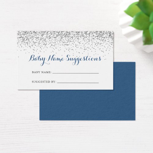 Silver Confetti Baby Name Suggestions Card