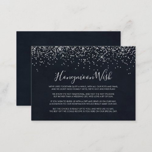 Silver Confetti Calligraphy Honeymoon Wish   Enclosure Card