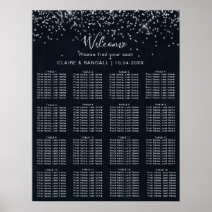 Silver Confetti Calligraphy Wedding Seating Chart