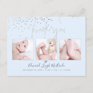 Silver Confetti Chic Signature Script Thank You Postcard