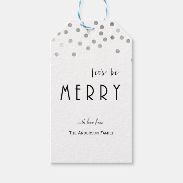 Silver Confetti Christmas Gift Tags