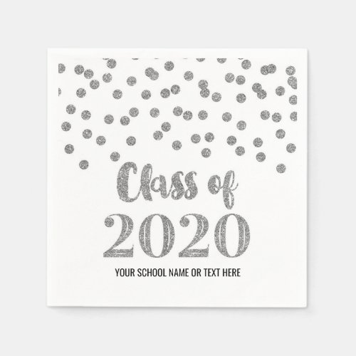 Silver Confetti Class of 2020 Graduation Napkins