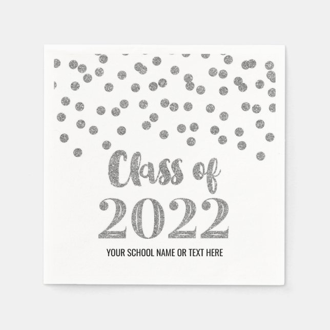 Silver Confetti Class of 2022 Napkins (Front)