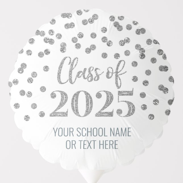 Silver Confetti Class of 2025 Graduation Balloon (Front)
