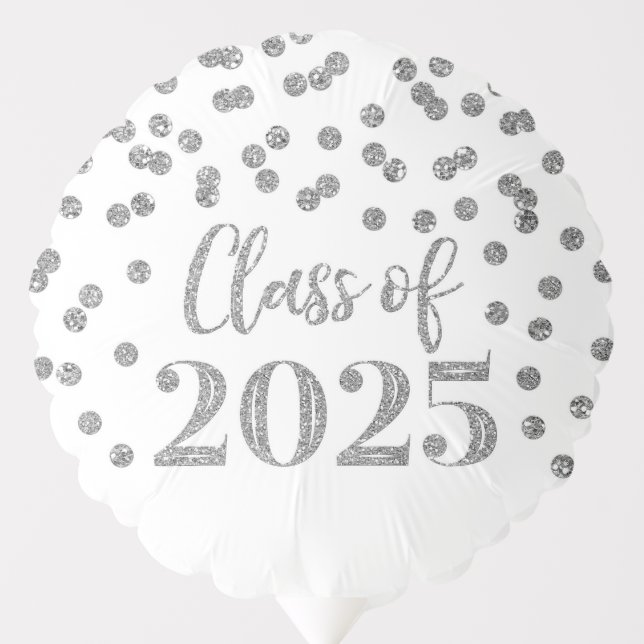 Silver Confetti Class of 2025 Graduation Balloon (Front)