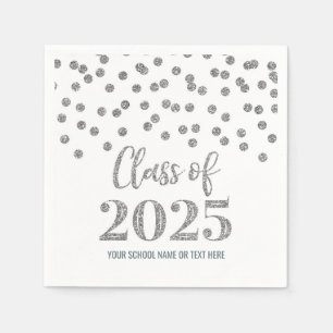 Silver Confetti Class of 2025 Napkins