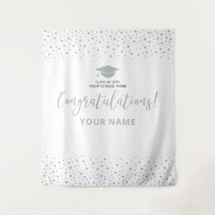 Silver Confetti Congratulation Graduation Backdrop