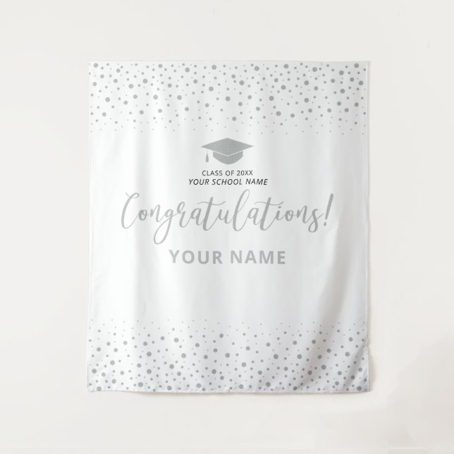 Silver Confetti Congratulation Graduation Backdrop (Front)