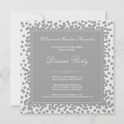 Silver Confetti Dinner Party Invitation