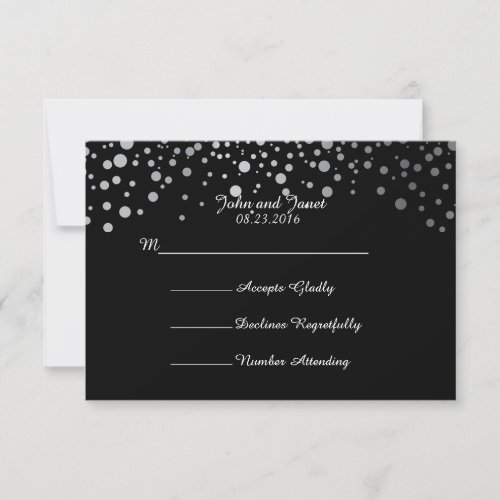 Silver Confetti Dots  DIY Background Colors RSVP Card