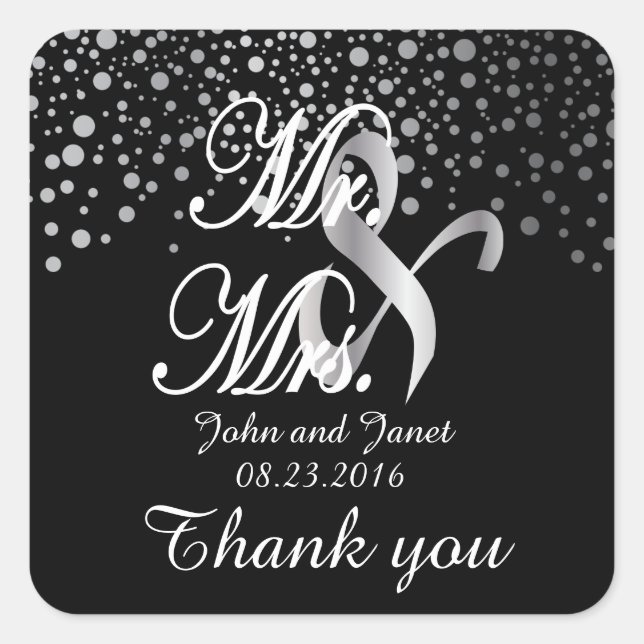 Silver Confetti Dots | DIY Background Colors Square Sticker (Front)