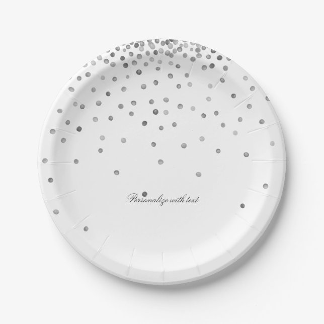 Silver Confetti Dots Paper Plates (Front)