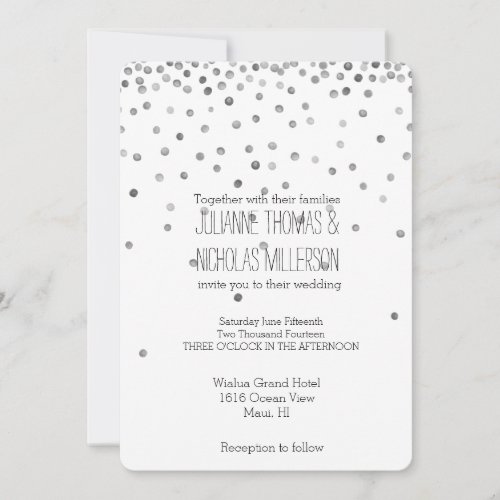 Silver Confetti Dots Wedding Invitation