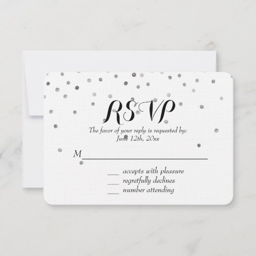 Silver Confetti Dots Wedding RSVP