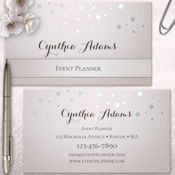 Silver Confetti Event Planner Business Card by sunnysites at Zazzle