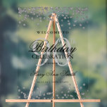 Silver Confetti Glitter 90th Birthday Welcome  Acrylic Sign<br><div class="desc">Celebrate a milestone age with style! This 90th birthday party welcome acrylic sign is an excellent way to kick off your festivities. Not only does it serve as a charming decoration, but it's a beautiful way to welcome your guests. Made from high-quality, durable acrylic, this sign can withstand both indoor...</div>