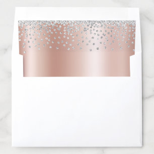 Silver Confetti Glitter Rose Gold Satin Ombre Foil Envelope Liner