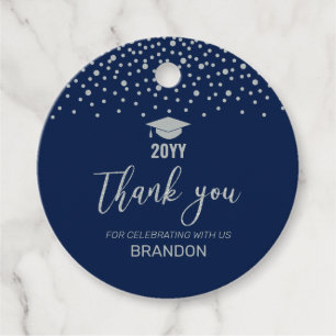 Silver Confetti Graduation Party Thank you Fa Favor Tags