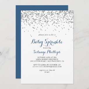 Silver Confetti Minimalist Baby Sprinkle Invitation