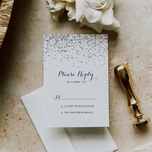 Silver Confetti Minimalist RSVP Card