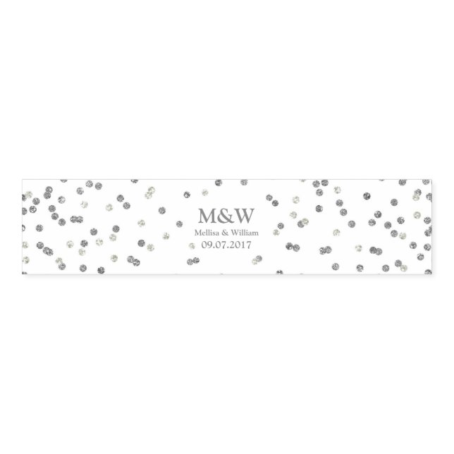 Silver Confetti Monogram Wedding Napkin Ring (Unfolded)